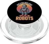 Just A Boy Who Loves Robots Future Engineer Robotics Fan PopSockets PopGrip for MagSafe