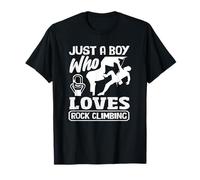 Just A Boy Who Loves Rock Climbing Kids Climber T-Shirt