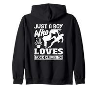 Just A Boy Who Loves Rock Climbing Kids Climber Zip Hoodie