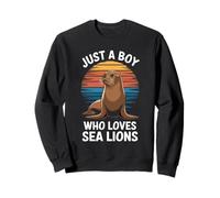 Just A Boy Who Loves Sea Lions Ocean Retro Sea Lion Lover Sweatshirt