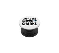 Just A Boy Who Loves Sharks Funny Shark PopSockets Adhesive PopGrip