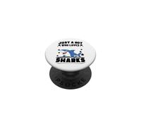 Just A Boy Who Loves Sharks Funny Shark PopSockets Adhesive PopGrip