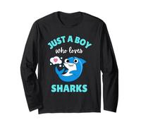 Just A Boy Who Loves Sharks Men Kids Girls Long Sleeve T-Shirt