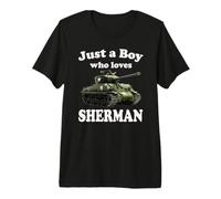 Just A Boy Who Loves Sherman & WW2 American Tank M4 Son Kids Premium T-Shirt