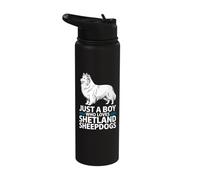 Just A Boy Who Loves Shetland Sheepdogs Stainless Steel Insulated Water Bottle