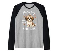 Just A Boy Who Loves Shih Tzus Raglan Baseball Tee
