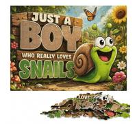 Just A Boy Who Loves Snails Wooden Puzzle for Adults, 500 Pieces | Puzzle activity for family time: activity for family time at your own pace.