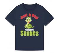 Just A Boy Who Loves Snakes Reptiles Kids Graphic Novelty T-Shirt Boys Tee Adventure Fun