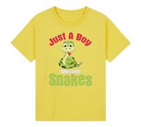 Just A Boy Who Loves Snakes Reptiles Kids Graphic Novelty T-Shirt Boys Tee Adventure Fun