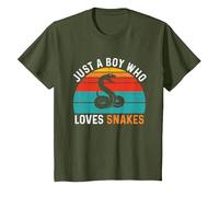 Just a Boy Who Loves Snakes T-Shirt, Youth, Olive Green, 4T