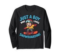Just A Boy Who Loves Snowboarding Funny Snowboard Boys Kids Long Sleeve T-Shirt
