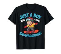 Just A Boy Who Loves Snowboarding Funny Snowboard Boys Kids T-Shirt
