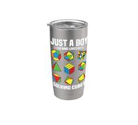 Just A Boy Who Loves Solving Cubes - Speed Cube Magic Cube Stainless Steel Insulated Tumbler