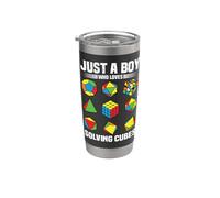 Just A Boy Who Loves Solving Cubes - Speed Cube Magic Cube Stainless Steel Insulated Tumbler