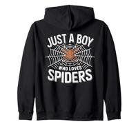 Just a Boy Who Loves Spiders Kids for Boys Zip Hoodie