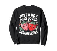 Just A Boy Who Loves Strawberries Cute Art Sweatshirt