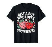 Just A Boy Who Loves Strawberries Cute Art T-Shirt