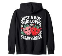 Just A Boy Who Loves Strawberries Cute Art Zip Hoodie