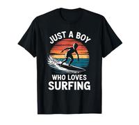 Just A Boy Who Loves Surfing Waves Ocean Kids Boys Surfing T-Shirt