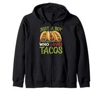 Just A Boy Who Loves Tacos Foodie Taco Mexican Food Lover Zip Hoodie