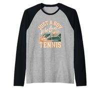 Just A Boy Who Loves Tennis Junior Player Raglan Baseball Tee
