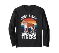 Just A Boy Who Loves Tigers Animal Lover Kids Tigers Long Sleeve T-Shirt