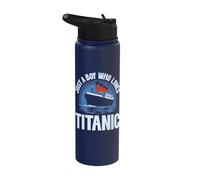 Just A Boy Who Loves Titanic RMS Titanic Ship Icebearg Stainless Steel Insulated Water Bottle
