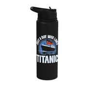 Just A Boy Who Loves Titanic RMS Titanic Ship Icebearg Stainless Steel Insulated Water Bottle