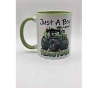 Just a boy who Loves Tractors Mug. Green Farmer Life Farming Great Gift idea for Farmers