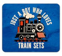 Just a Boy Who Loves Train Sets Railways Mouse Mat Pad 24cm x 19cm