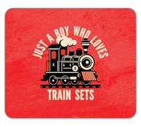 Just a Boy Who Loves Train Sets Railways Mouse Mat Pad 24cm x 19cm