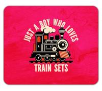 Just a Boy Who Loves Train Sets Railways Mouse Mat Pad 24cm x 19cm