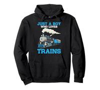 Just A Boy Who Loves Trains Locomotive Railroad Train Lover Pullover Hoodie