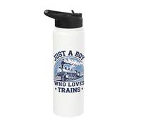 Just A Boy Who Loves Trains Stainless Steel Insulated Water Bottle