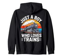 Just A Boy Who Loves Trains Steam Enthusiast Zip Hoodie