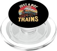 Just A Boy Who Loves Trains Vintage Locomotive Lover PopSockets PopGrip for MagSafe