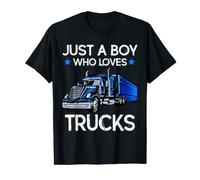 Just A Boy Who Loves Trucks Kids Shirt Truck Lover Boys Gift T-Shirt