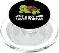 Just A Boy Who Loves Turtles Cartoon Sea Turtle Boy PopSockets PopGrip for MagSafe