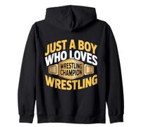Just A Boy Who Loves Wrestling Champion Funny Wrestler Zip Hoodie