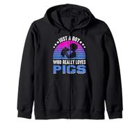 Just A Boy Who Really Loves Pigs Zip Hoodie