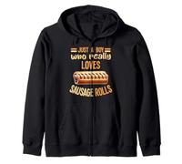 Just A Boy Who Really Loves Sausage Rolls Lover Food Eater Zip Hoodie