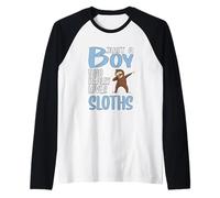 Just A Boy Who Really Loves Sloths Raglan Baseball Tee