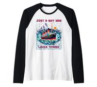 Just a Boys who Loves RMS Titanic, Remembrance Titanic, Boys Raglan Baseball Tee