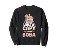 Just A Capy Sippin Boba Cute Capybara Lover Sweatshirt