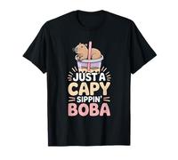 Just A Capy Sippin Boba Cute Capybara Lover T-Shirt