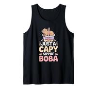 Just A Capy Sippin Boba Cute Capybara Lover Tank Top