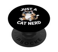 Just A Cat Nerd Funny Cute Kitty PopSockets Adhesive PopGrip