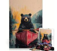 Just A Chill Bear in A Canoe Teenagers 1000 Piece Jigsaw Puzzle Recall Enhancer Indoor Play Pattern Build Room Art (38x26cm)