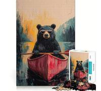 Just A Chill Bear in A Canoe Teenagers 1000 Piece Jigsaw Puzzle Recall Enhancer Indoor Play Pattern Build Room Art (38x26cm)