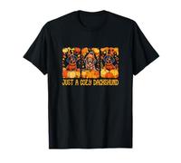 Just A Cozy Cute Dachshund Thanksgiving Fall Three Cute Dogs T-Shirt